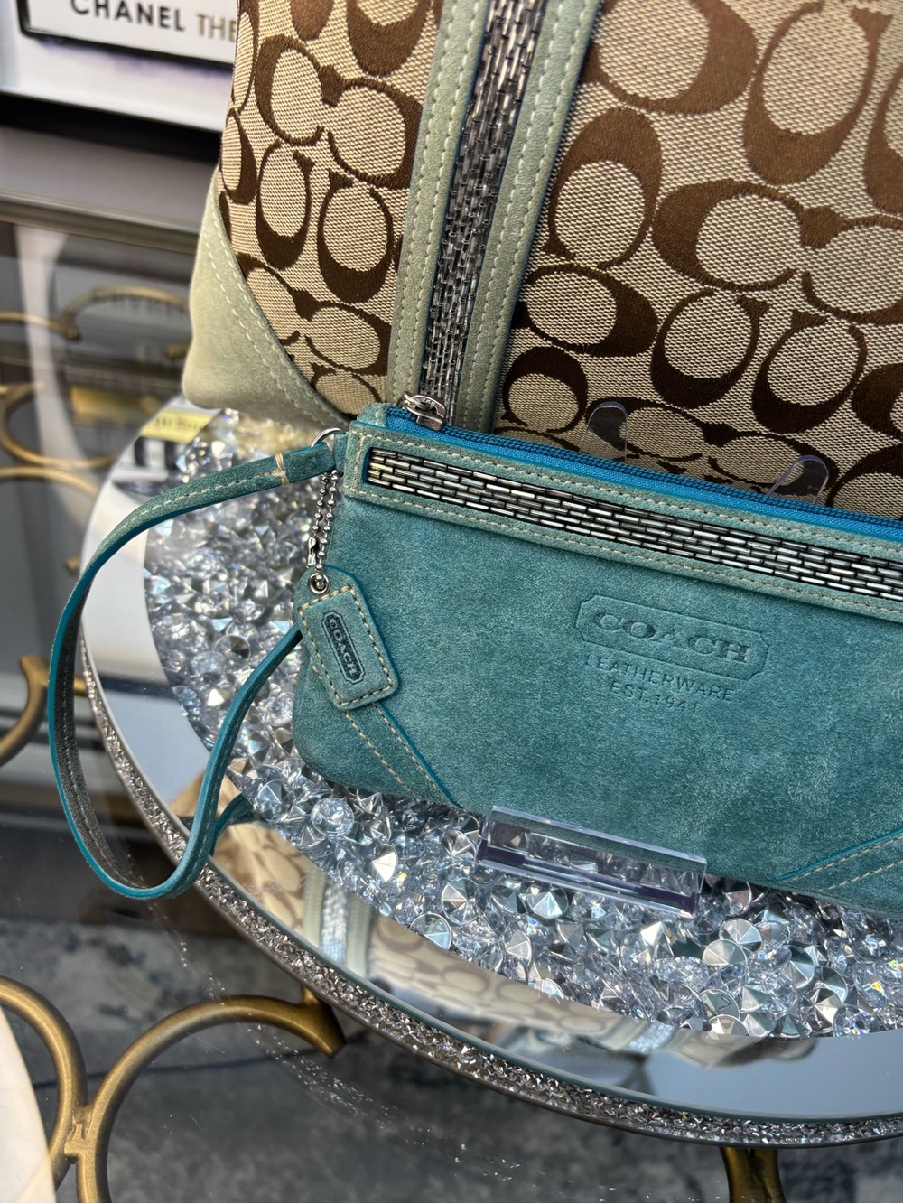 Coach 2005 vintage y2k Signature Gallery Beaded Tote w/ matching wallet GUC - Picture 7 of 17